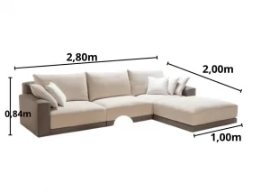  Sofá 3 Lugares com Puff 