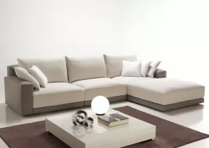  Sofá 3 Lugares com Puff 